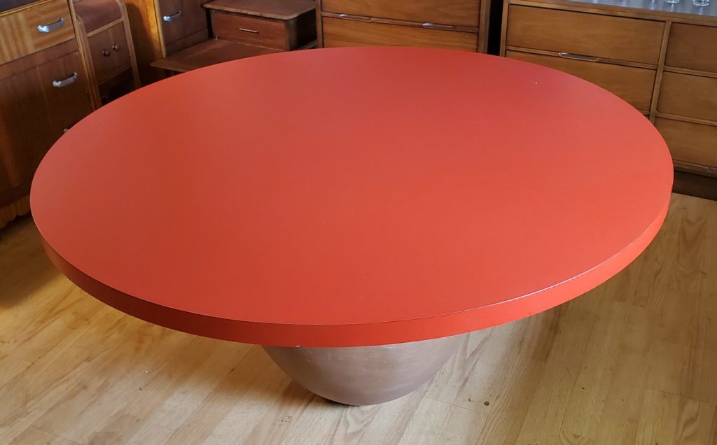 Robust Red Formica Tabletop with Vase Base Agora Midcentury